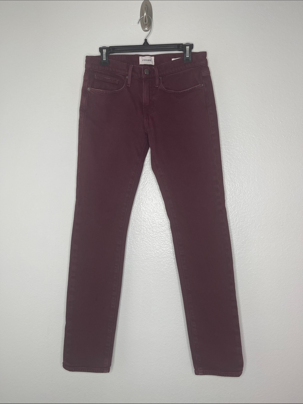 Frame L'Homme Slim Straight Burgundy Wash Mens Jeans Stretch Denim Size 30